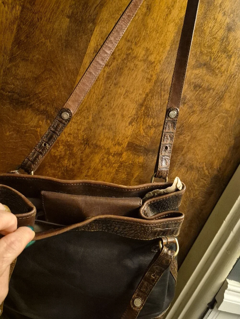 BRAHMIN 🖤🤎 TUSCAN COLLECTION Medium Shoulder Bag 🌟 EUC VINT Black/Brown Leath